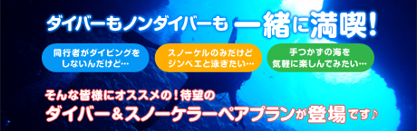 ダイバー＆スノーケラーペアプランが登場！